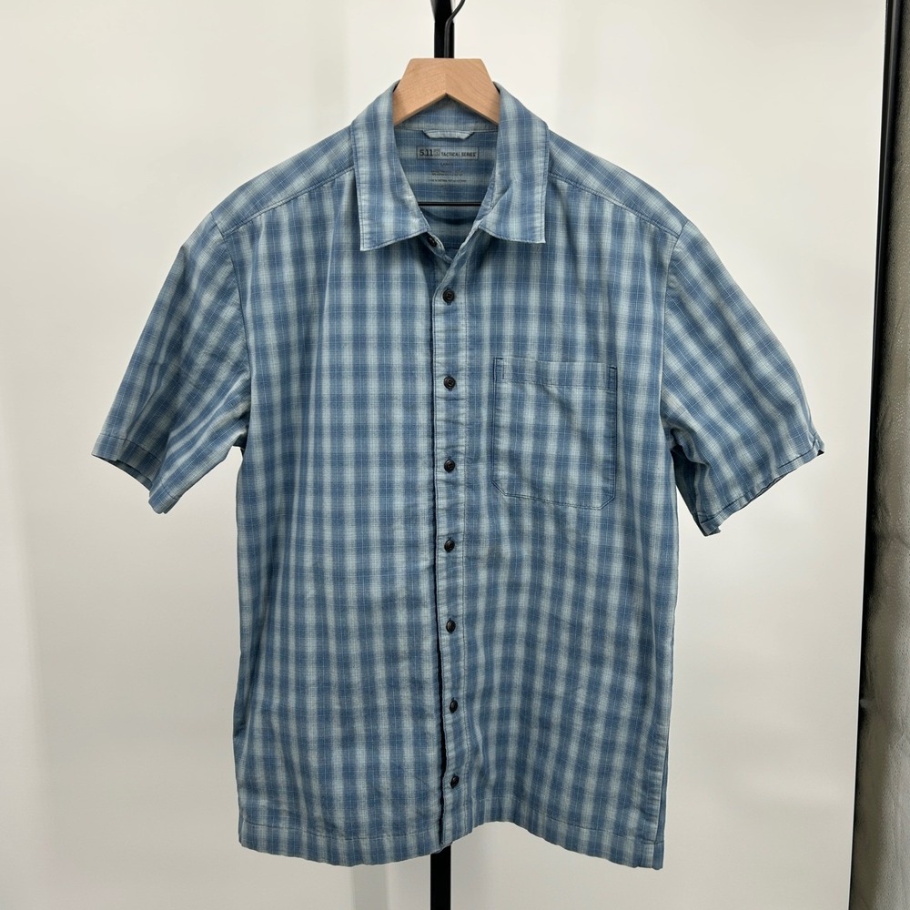 5.11 Tactical Series Plaid Short Sleeve Button Down Shirt‎ Blue ML Outdoor